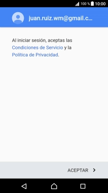 Pulsa ACEPTAR y sigue las indicaciones de la pantalla para seleccionar los ajustes de tu cuenta de Google.