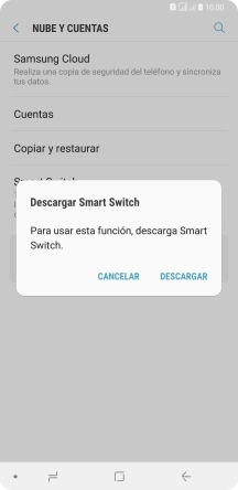 En caso de que sea necesario, debes descargar la aplicación Smart Switch en tu teléfono. Sigue las instrucciones de la pantalla para descargar la aplicación Smart Switch.