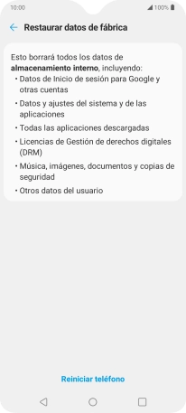 Pulsa Reiniciar teléfono.