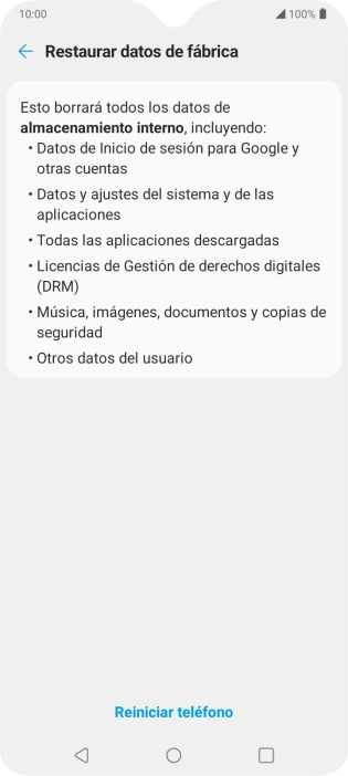 Pulsa Reiniciar teléfono.