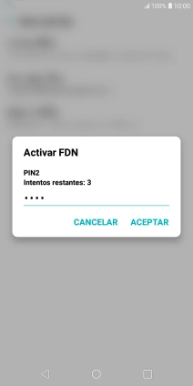 Introduce el código PIN2 y pulsa ACEPTAR.
