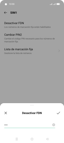 Introduce el código PIN2 y pulsa el icono de aceptar.