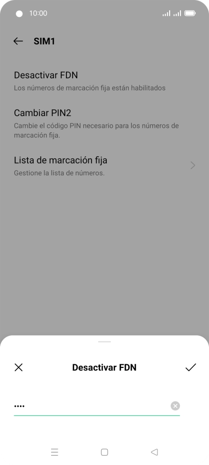 Introduce el código PIN2 y pulsa el icono de aceptar.