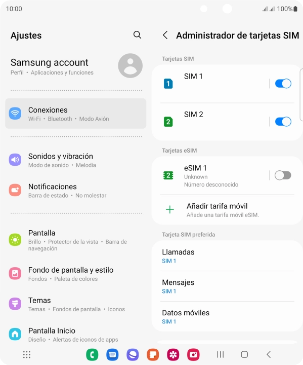 Pulsa la tarjeta SIM deseada.