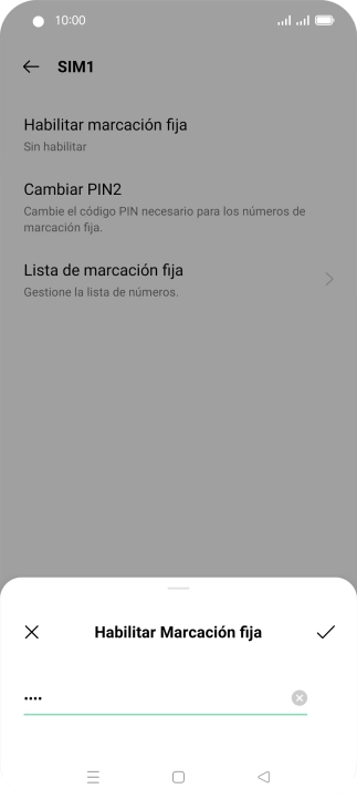 Introduce el código PIN2 y pulsa el icono de aceptar.