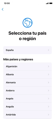 Pulsa el país o el área deseados.