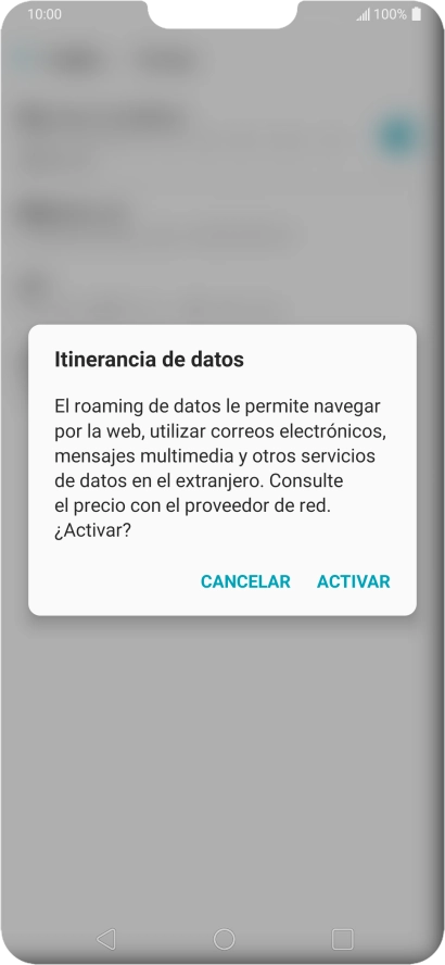 Si el roaming de datos está activado, pulsa ACTIVAR.