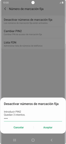 Introduce el código PIN2 y pulsa Aceptar.