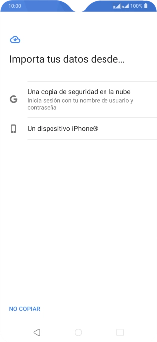 Pulsa la opción deseada y sigue las indicaciones de la pantalla para transferir contenido desde el otro teléfono y finalizar la activación de tu teléfono.