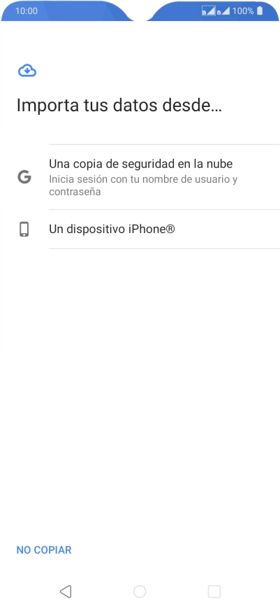Pulsa la opción deseada y sigue las indicaciones de la pantalla para transferir contenido desde el otro teléfono y finalizar la activación de tu teléfono.