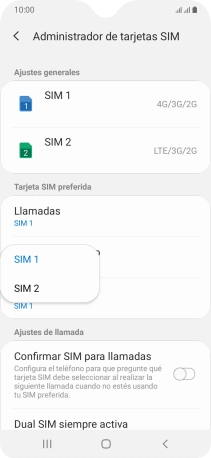 Pulsa la tarjeta SIM deseada.