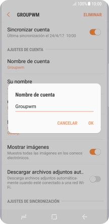 Introduce el nombre deseado de la cuenta de correo electrónico y pulsa OK.