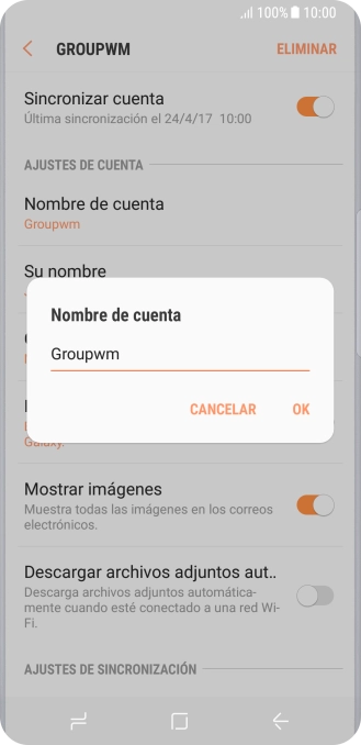 Introduce el nombre deseado de la cuenta de correo electrónico y pulsa OK.