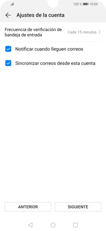 Pulsa Frecuencia de verificación de bandeja de entrada.