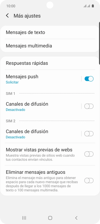 Pulsa Mensajes de texto.