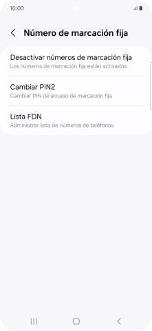 Pulsa Desactivar números de marcación fija.