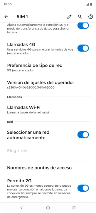 Pulsa Preferencia de tipo de red.