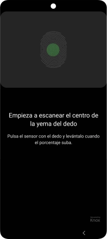 Sigue las indicaciones de la pantalla para crear una huella digital como código de seguridad.