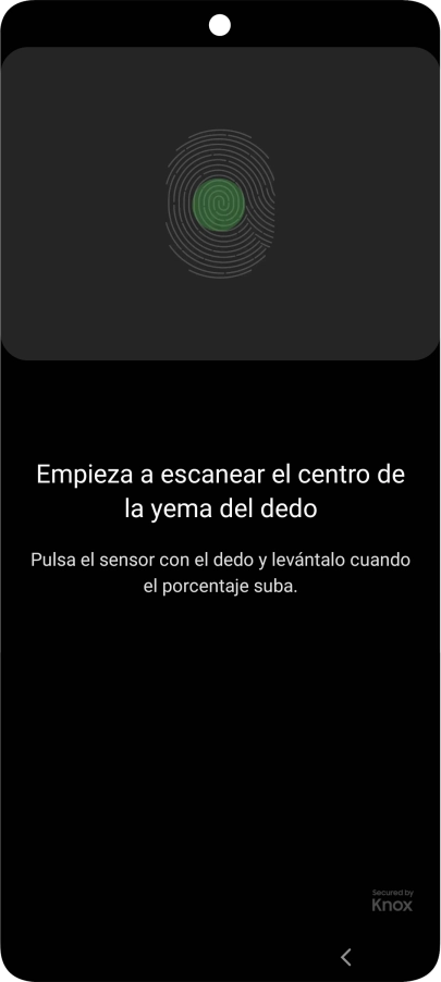 Sigue las indicaciones de la pantalla para crear una huella digital como código de seguridad.