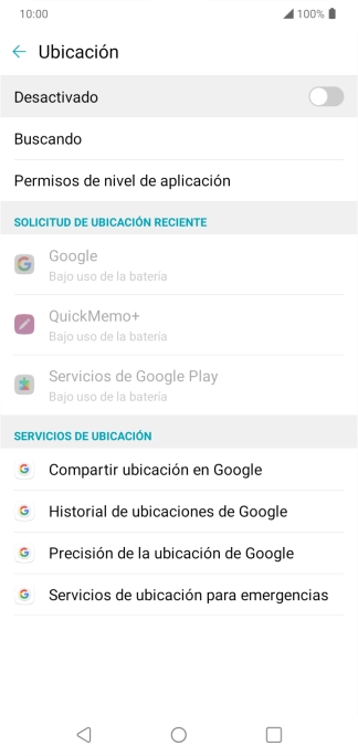 Pulsa el indicador para activar o desactivar la función.