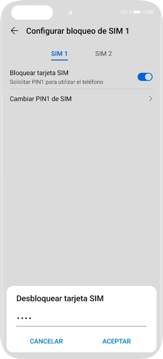 Introduce tu código PIN y pulsa ACEPTAR.
