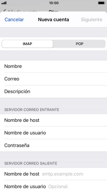 Pulsa Nombre de host e introduce smtp.vodafone.es.