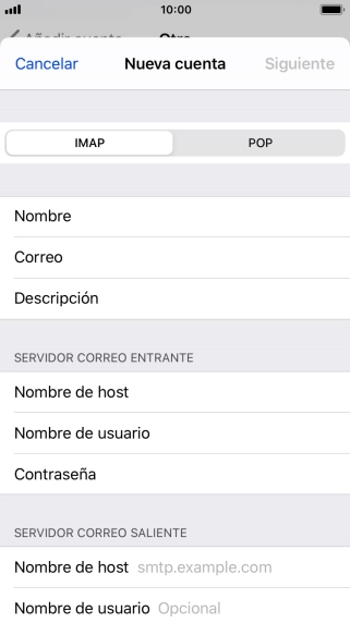 Pulsa Nombre de host e introduce smtp.vodafone.es.