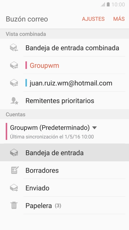 Pulsa la cuenta de correo electrónico deseada.