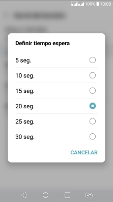 Si desvías las llamadas perdidas, tendrás que seleccionar un retardo para el desvío. Pulsa la opción deseada para seleccionar el retardo del desvío de llamadas.