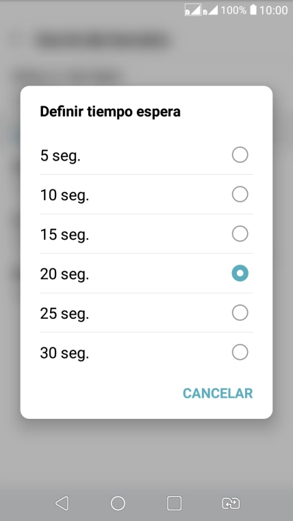 Si desvías las llamadas perdidas, tendrás que seleccionar un retardo para el desvío. Pulsa la opción deseada para seleccionar el retardo del desvío de llamadas.