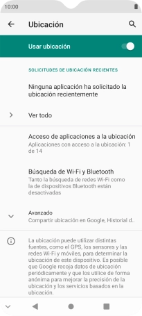 Pulsa Acceso de aplicaciones a la ubicación.