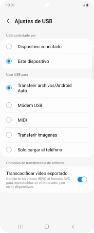 Pulsa Transferir archivos/Android Auto.
