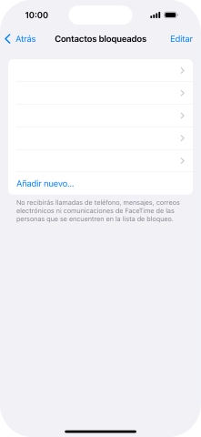 Pulsa Añadir nuevo... y sigue las indicaciones de la pantalla para bloquear un contacto.