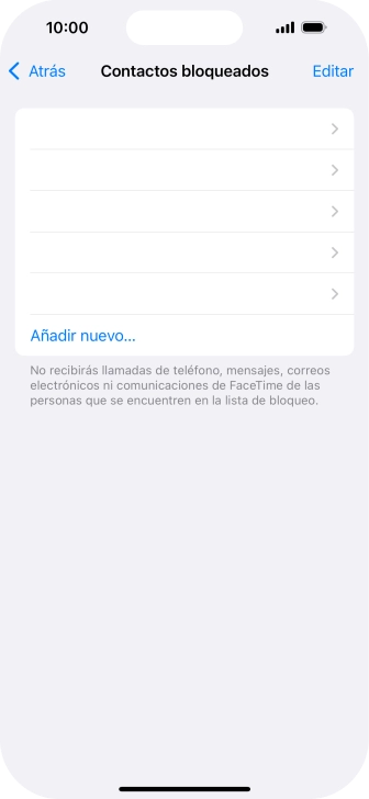 Pulsa Añadir nuevo... y sigue las indicaciones de la pantalla para bloquear un contacto.