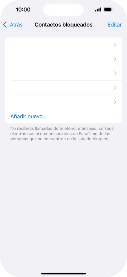 Pulsa Añadir nuevo... y sigue las indicaciones de la pantalla para bloquear un contacto.