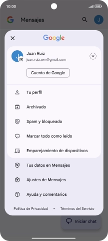 Pulsa Ajustes de mensajes.