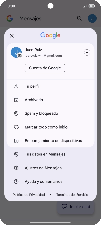 Pulsa Ajustes de mensajes.