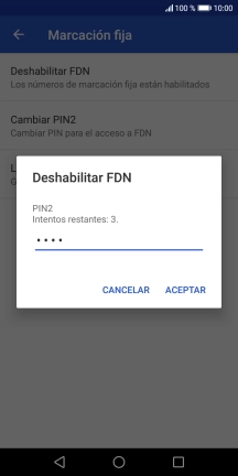 Introduce el código PIN2 y pulsa ACEPTAR.