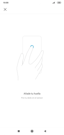 Sigue las indicaciones de la pantalla para crear una huella digital como código de seguridad.