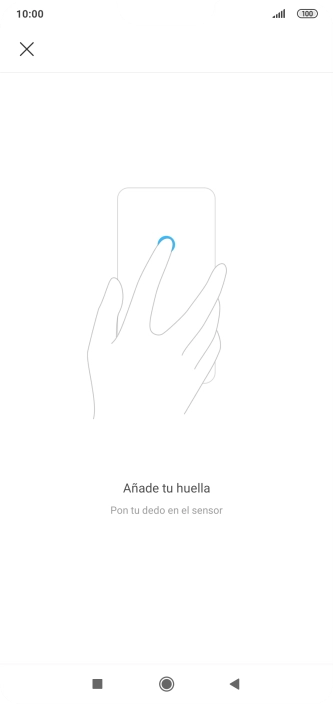 Sigue las indicaciones de la pantalla para crear una huella digital como código de seguridad.