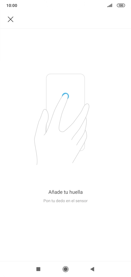 Sigue las indicaciones de la pantalla para crear una huella digital como código de seguridad.