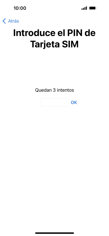 Si es necesario desbloquear la tarjeta SIM, introduce el código PIN y pulsa OK.