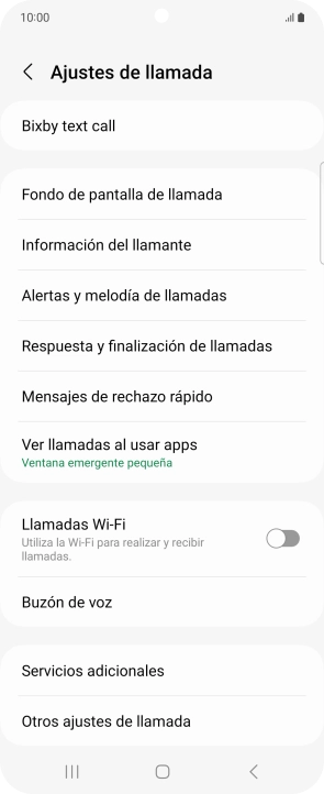 Pulsa Servicios adicionales.