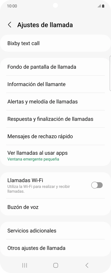 Pulsa Servicios adicionales.