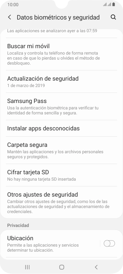 Pulsa Otros ajustes de seguridad.