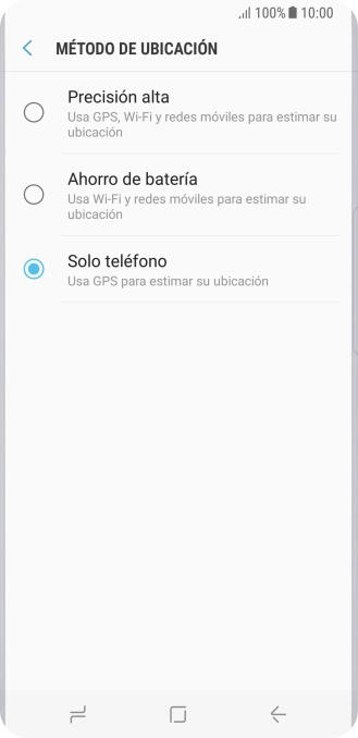 Si seleccionas Precisión alta, el teléfono podrá encontrar tu posición exacta con ayuda de los satélites GPS, la red móvil y una red wifi cercana. El GPS por satélite requiere vista libre al cielo.