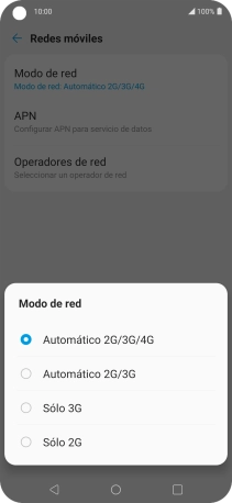 Pulsa el tipo de red deseado.