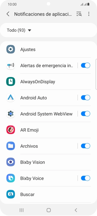 Pulsa el indicador junto a las apps deseadas para activar o desactivar la función.