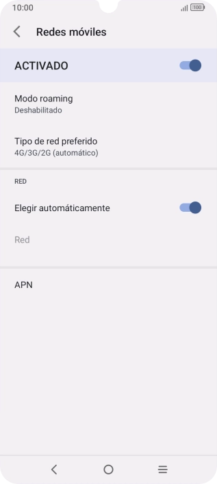 Pulsa Tipo de red preferido.