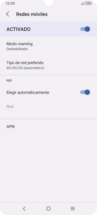 Pulsa Tipo de red preferido.